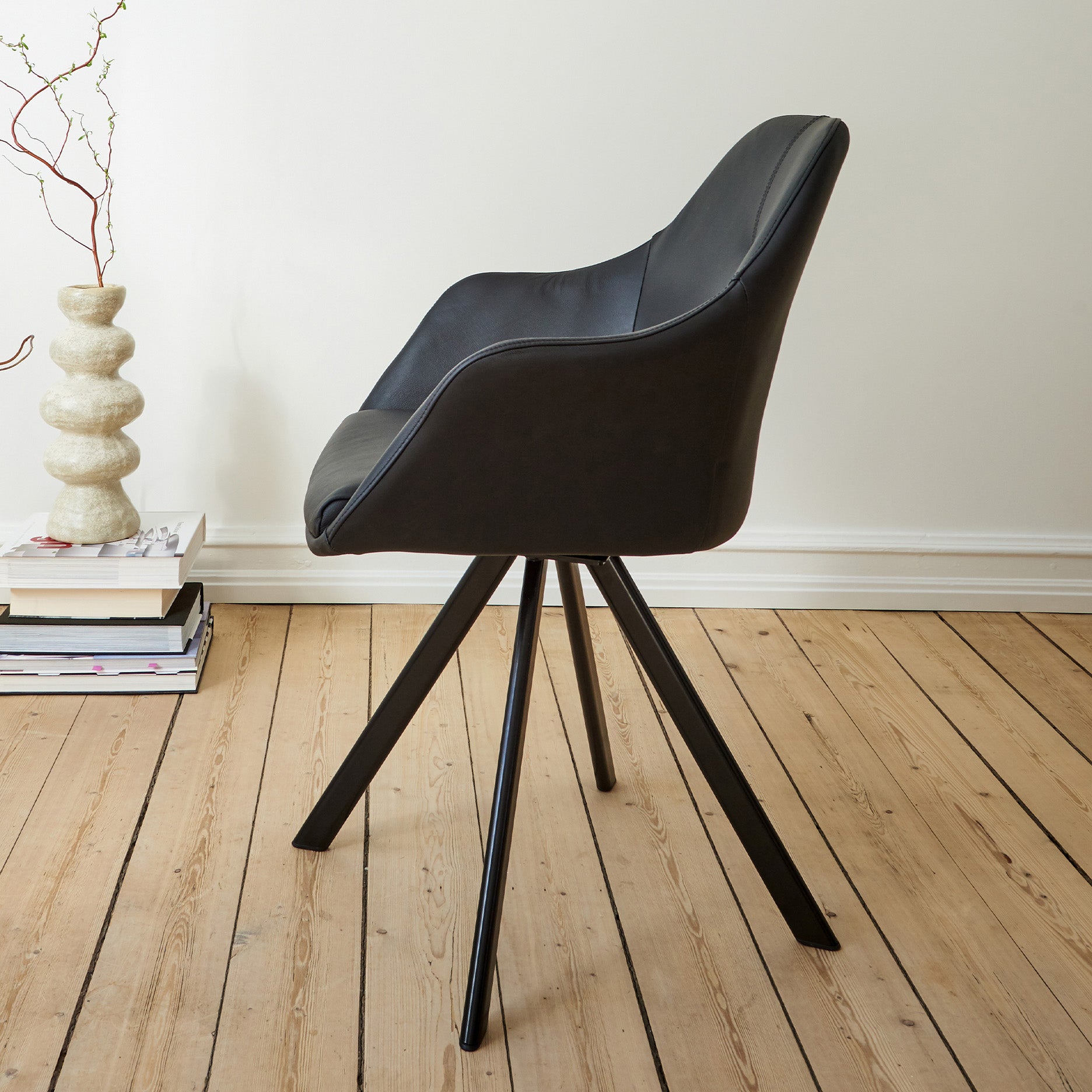 New Age spisebordsstol læder m. drejeben